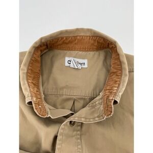 Carhartt Men's Tan Button Down Work Shirt XL 100%‎ Cotton Heavyweight